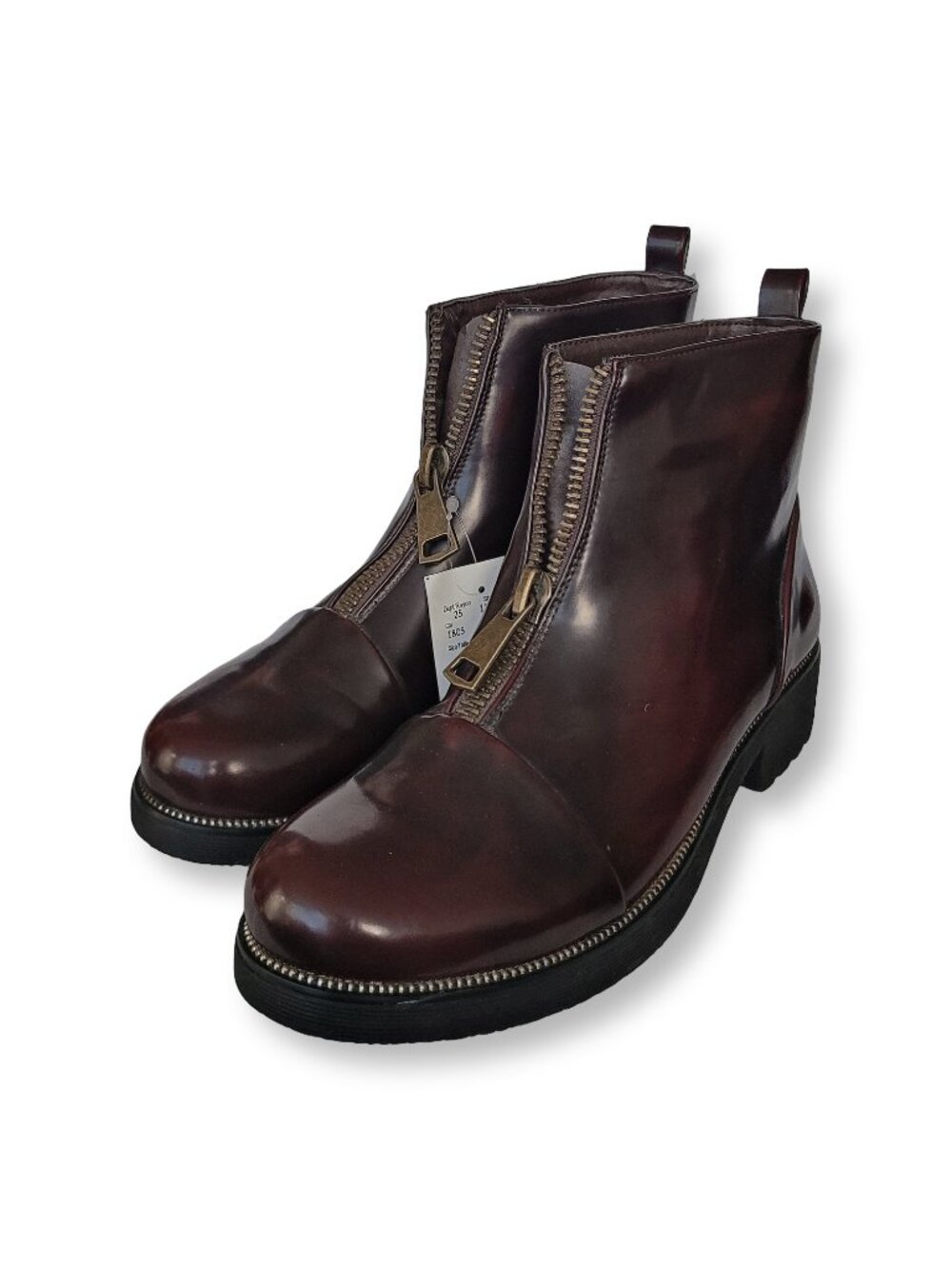 Wine Red Maroon Zip Up Ally Ankle Boots (8)